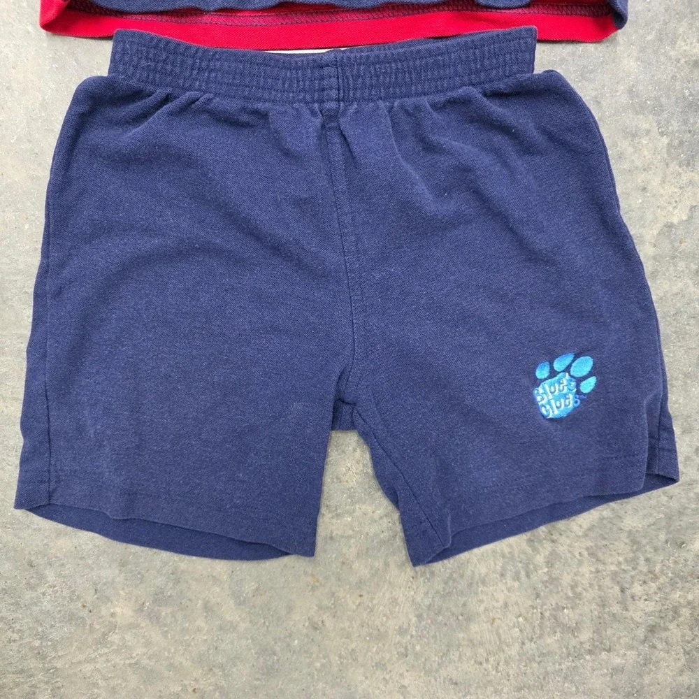 Vintage 90s Blue's‎ Clues Kids 5T 2 Piece Outfit Shorts Sleeve Pawprint